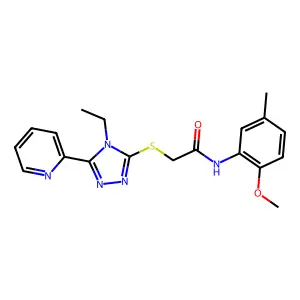 2-{[4-ethyl-5-(pyridin-2-yl)-4H-1,2,4-triazol-3-yl]sulfanyl}-N-(2-methoxy-5-methylphenyl)acetamide structure
