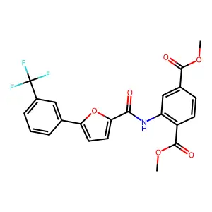 Dimethyl 2-(5-(3-(trifluoromethyl)phenyl)furan-2-carboxamido)terephthalate structure