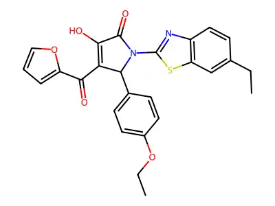 (4E)-5-(4-ethoxyphenyl)-1-(6-ethyl-1,3-benzothiazol-2-yl)-4-[furan-2-yl(hydroxy)methylidene]pyrrolidine-2,3-dione structure