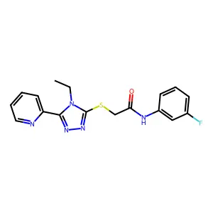 2-((4-ET-5-(2-Pyridinyl)-4H-1,2,4-triazol-3-YL)thio)-N-(3-fluorophenyl)acetamide structure
