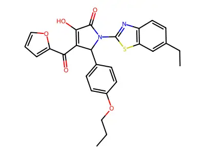 1-(6-Ethylbenzothiazol-2-yl)-4-(2-furylcarbonyl)-3-hydroxy-5-(4-propoxyphenyl)-3-pyrrolin-2-one structure