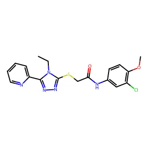 N-(3-chloro-4-methoxyphenyl)-2-{[4-ethyl-5-(pyridin-2-yl)-4H-1,2,4-triazol-3-yl]sulfanyl}acetamide structure