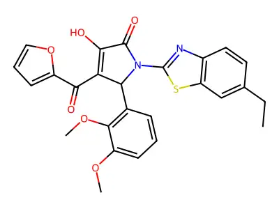(4E)-5-(2,3-dimethoxyphenyl)-1-(6-ethyl-1,3-benzothiazol-2-yl)-4-[furan-2-yl(hydroxy)methylidene]pyrrolidine-2,3-dione structure
