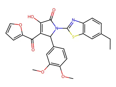 (4E)-5-(3,4-dimethoxyphenyl)-1-(6-ethyl-1,3-benzothiazol-2-yl)-4-[furan-2-yl(hydroxy)methylidene]pyrrolidine-2,3-dione structure