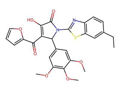 1-(6-ethylbenzothiazol-2-yl)-4-(2-furylcarbonyl)-3-hydroxy-5-(3,4,5-trimethoxy phenyl)-3-pyrrolin-2-one structure