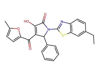 (4E)-1-(6-ethyl-1,3-benzothiazol-2-yl)-4-[hydroxy(5-methylfuran-2-yl)methylidene]-5-phenylpyrrolidine-2,3-dione structure