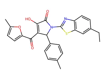 (4E)-1-(6-ethyl-1,3-benzothiazol-2-yl)-4-[hydroxy(5-methylfuran-2-yl)methylidene]-5-(4-methylphenyl)pyrrolidine-2,3-dione structure
