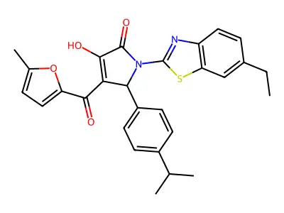 (4E)-1-(6-ethyl-1,3-benzothiazol-2-yl)-4-[hydroxy(5-methylfuran-2-yl)methylidene]-5-[4-(propan-2-yl)phenyl]pyrrolidine-2,3-dione structure