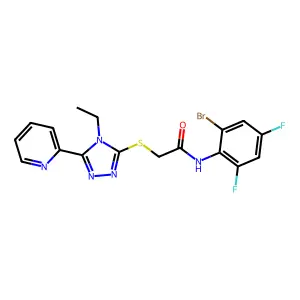 N-(2-bromo-4,6-difluorophenyl)-2-{[4-ethyl-5-(pyridin-2-yl)-4H-1,2,4-triazol-3-yl]sulfanyl}acetamide structure