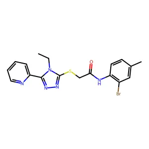 N-(2-bromo-4-methylphenyl)-2-{[4-ethyl-5-(pyridin-2-yl)-4H-1,2,4-triazol-3-yl]sulfanyl}acetamide structure