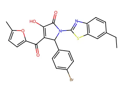(4E)-5-(4-bromophenyl)-1-(6-ethyl-1,3-benzothiazol-2-yl)-4-[hydroxy(5-methylfuran-2-yl)methylidene]pyrrolidine-2,3-dione structure