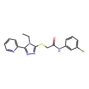 N-(3-BR-PH)-2-((4-Ethyl-5-(2-pyridinyl)-4H-1,2,4-triazol-3-YL)thio)acetamide structure