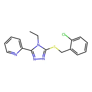 2-(5-((2-Chlorobenzyl)thio)-4-ethyl-4H-1,2,4-triazol-3-YL)pyridine structure