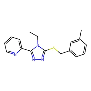 2-(4-Ethyl-5-((3-methylbenzyl)thio)-4H-1,2,4-triazol-3-YL)pyridine structure
