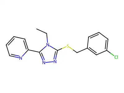 2-(5-((3-Chlorobenzyl)thio)-4-ethyl-4H-1,2,4-triazol-3-YL)pyridine structure