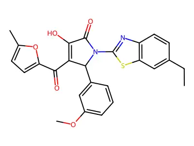(4E)-1-(6-ethyl-1,3-benzothiazol-2-yl)-4-[hydroxy(5-methylfuran-2-yl)methylidene]-5-(3-methoxyphenyl)pyrrolidine-2,3-dione structure