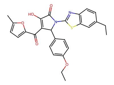 (4E)-5-(4-ethoxyphenyl)-1-(6-ethyl-1,3-benzothiazol-2-yl)-4-[hydroxy(5-methylfuran-2-yl)methylidene]pyrrolidine-2,3-dione structure