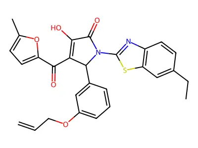 (4E)-1-(6-ethyl-1,3-benzothiazol-2-yl)-4-[hydroxy(5-methylfuran-2-yl)methylidene]-5-[3-(prop-2-en-1-yloxy)phenyl]pyrrolidine-2,3-dione structure