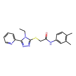 N-(3,4-dimethylphenyl)-2-{[4-ethyl-5-(pyridin-2-yl)-4H-1,2,4-triazol-3-yl]sulfanyl}acetamide structure