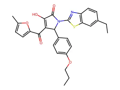 (4E)-1-(6-ethyl-1,3-benzothiazol-2-yl)-4-[hydroxy(5-methylfuran-2-yl)methylidene]-5-(4-propoxyphenyl)pyrrolidine-2,3-dione structure