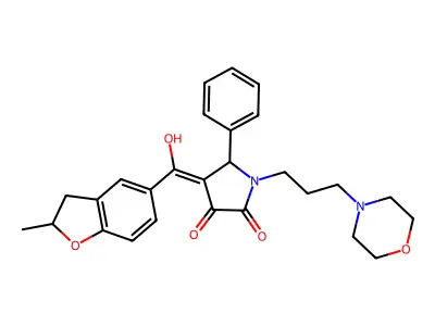 2H-Pyrrol-2-one, 4-[(2,3-dihydro-2-methyl-5-benzofuranyl)carbonyl]-1,5-dihydro-3-hydroxy-1-[3-(4-morpholinyl)propyl]-5-phenyl- structure