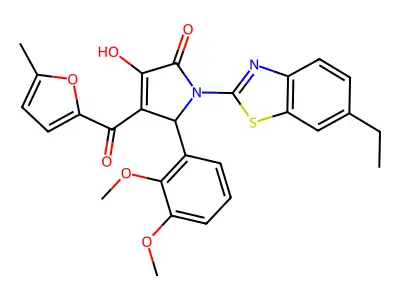 (4E)-5-(2,3-dimethoxyphenyl)-1-(6-ethyl-1,3-benzothiazol-2-yl)-4-[hydroxy(5-methylfuran-2-yl)methylidene]pyrrolidine-2,3-dione structure
