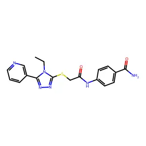 4-((((4-Ethyl-5-(3-pyridinyl)-4H-1,2,4-triazol-3-YL)thio)acetyl)amino)benzamide structure