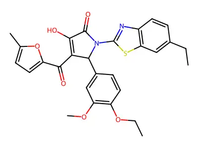(4E)-5-(4-ethoxy-3-methoxyphenyl)-1-(6-ethyl-1,3-benzothiazol-2-yl)-4-[hydroxy(5-methylfuran-2-yl)methylidene]pyrrolidine-2,3-dione structure