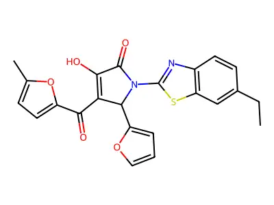 1-(6-ethylbenzo[d]thiazol-2-yl)-5-(furan-2-yl)-3-hydroxy-4-(5-methylfuran-2-carbonyl)-1H-pyrrol-2(5H)-one structure
