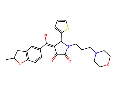 3-hydroxy-4-(2-methyl-2,3-dihydro-1-benzofuran-5-carbonyl)-1-[3-(morpholin-4-yl)propyl]-5-(thiophen-2-yl)-2,5-dihydro-1H-pyrrol-2-one structure