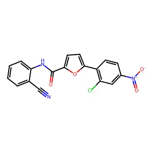 5-(2-chloro-4-nitrophenyl)-N-(2-cyanophenyl)furan-2-carboxamide structure