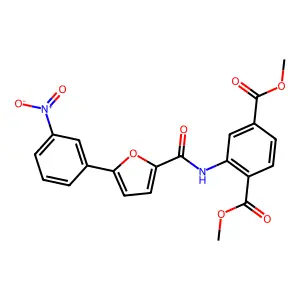 Dimethyl 2-[[5-(3-nitrophenyl)furan-2-carbonyl]amino]benzene-1,4-dicarboxylate structure