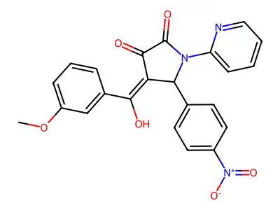 3-hydroxy-4-(3-methoxybenzoyl)-5-(4-nitrophenyl)-1-(pyridin-2-yl)-2,5-dihydro-1H-pyrrol-2-one structure