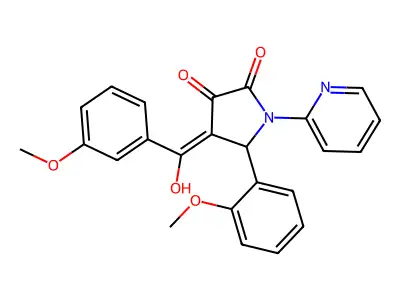 3-hydroxy-4-(3-methoxybenzoyl)-5-(2-methoxyphenyl)-1-(pyridin-2-yl)-2,5-dihydro-1H-pyrrol-2-one structure