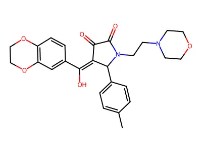 4-(2,3-dihydro-1,4-benzodioxine-6-carbonyl)-3-hydroxy-5-(4-methylphenyl)-1-[2-(morpholin-4-yl)ethyl]-2,5-dihydro-1H-pyrrol-2-one structure