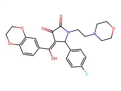 4-(2,3-dihydro-1,4-benzodioxine-6-carbonyl)-5-(4-fluorophenyl)-3-hydroxy-1-[2-(morpholin-4-yl)ethyl]-2,5-dihydro-1H-pyrrol-2-one structure