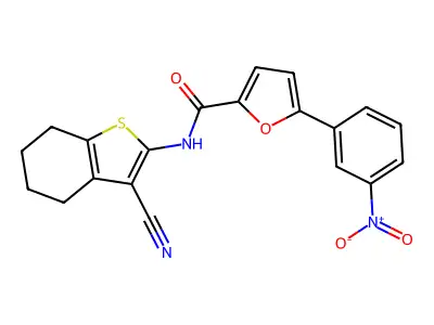 N-(3-cyano-4,5,6,7-tetrahydro-1-benzothiophen-2-yl)-5-(3-nitrophenyl)furan-2-carboxamide structure