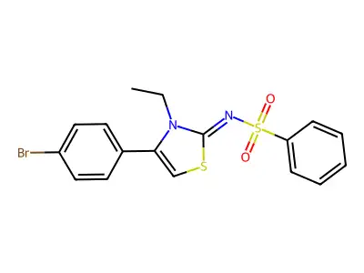 N-(4-(4-bromophenyl)-3-ethyl-1,3-thiazol-2(3H)-ylidene)benzenesulfonamide structure