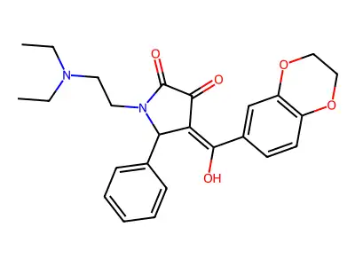 1-(2-diethylaminoethyl)-4-[2,3-dihydro-1,4-benzodioxin-6-yl(hydroxy)methylidene]-5-phenylpyrrolidine-2,3-dione structure