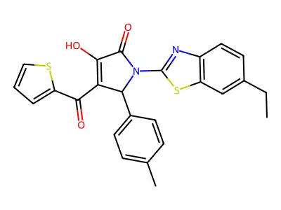 1-(6-Ethylbenzothiazol-2-yl)-3-hydroxy-5-(4-methylphenyl)-4-(2-thienylcarbonyl)-3-pyrrolin-2-one structure