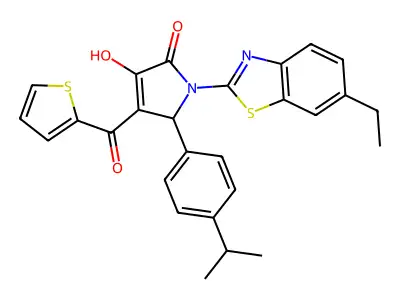 (4E)-1-(6-ethyl-1,3-benzothiazol-2-yl)-4-[hydroxy(thiophen-2-yl)methylidene]-5-[4-(propan-2-yl)phenyl]pyrrolidine-2,3-dione structure