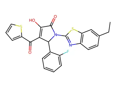 1-(6-Ethylbenzothiazol-2-yl)-5-(2-fluorophenyl)-3-hydroxy-4-(2-thienylcarbonyl)-3-pyrrolin-2-one structure