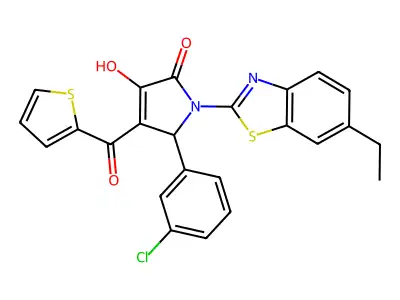 5-(3-Chlorophenyl)-1-(6-ethylbenzothiazol-2-yl)-3-hydroxy-4-(2-thienylcarbonyl)-3-pyrrolin-2-one structure