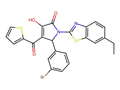 5-(3-Bromophenyl)-1-(6-ethylbenzothiazol-2-yl)-3-hydroxy-4-(2-thienylcarbonyl)-3-pyrrolin-2-one structure