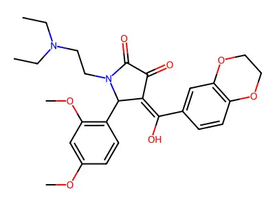 1-(2-diethylaminoethyl)-4-[2,3-dihydro-1,4-benzodioxin-6-yl(hydroxy)methylidene]-5-(2,4-dimethoxyphenyl)pyrrolidine-2,3-dione structure