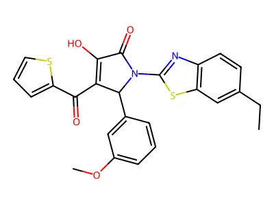 (4E)-1-(6-ethyl-1,3-benzothiazol-2-yl)-4-[hydroxy(thiophen-2-yl)methylidene]-5-(3-methoxyphenyl)pyrrolidine-2,3-dione structure