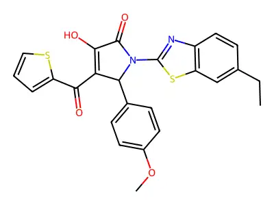 (4E)-1-(6-ethyl-1,3-benzothiazol-2-yl)-4-[hydroxy(thiophen-2-yl)methylidene]-5-(4-methoxyphenyl)pyrrolidine-2,3-dione structure