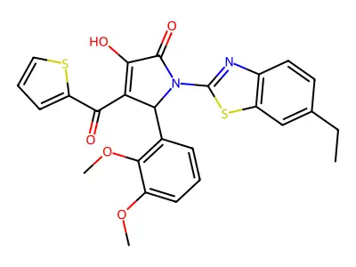 (4E)-5-(2,3-dimethoxyphenyl)-1-(6-ethyl-1,3-benzothiazol-2-yl)-4-[hydroxy(thiophen-2-yl)methylidene]pyrrolidine-2,3-dione structure