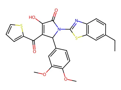 (4E)-5-(3,4-dimethoxyphenyl)-1-(6-ethyl-1,3-benzothiazol-2-yl)-4-[hydroxy(thiophen-2-yl)methylidene]pyrrolidine-2,3-dione structure