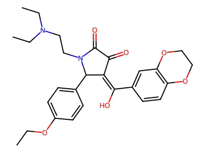 1-(2-diethylaminoethyl)-4-[2,3-dihydro-1,4-benzodioxin-6-yl(hydroxy)methylidene]-5-(4-ethoxyphenyl)pyrrolidine-2,3-dione structure